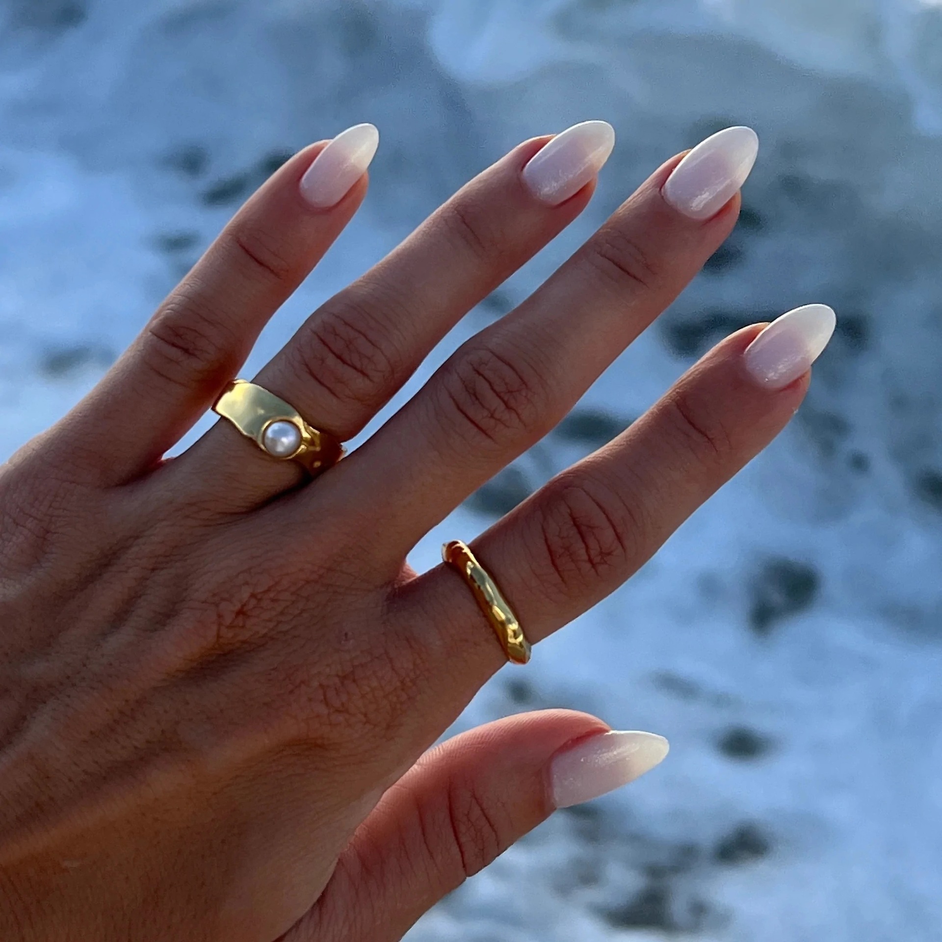 18K Gold Plated Stainless Steel Lava Pearl Ring 3