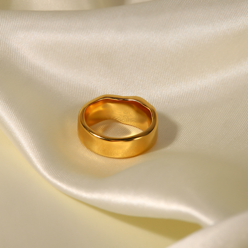 18K Gold Plated Stainless Steel Lava Pearl Ring 5