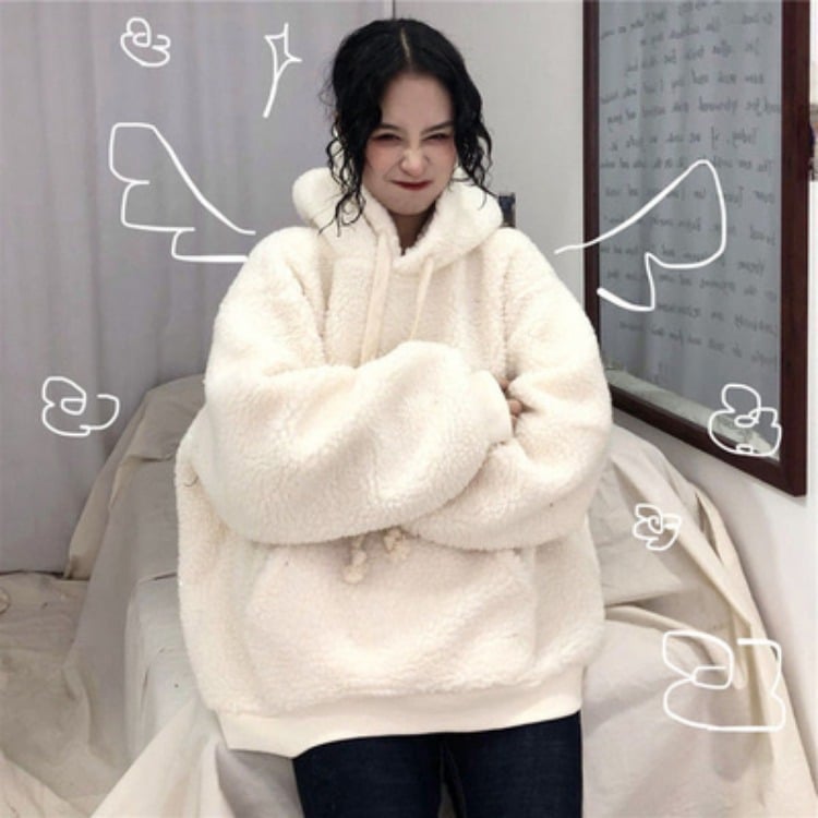 Hooded Plus Fleece Sweater Image 2