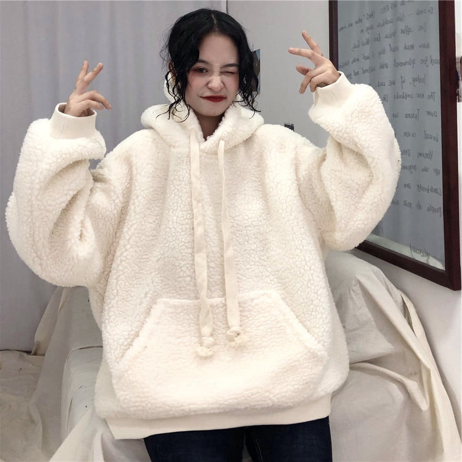 Hooded Plus Fleece Sweater Image 1