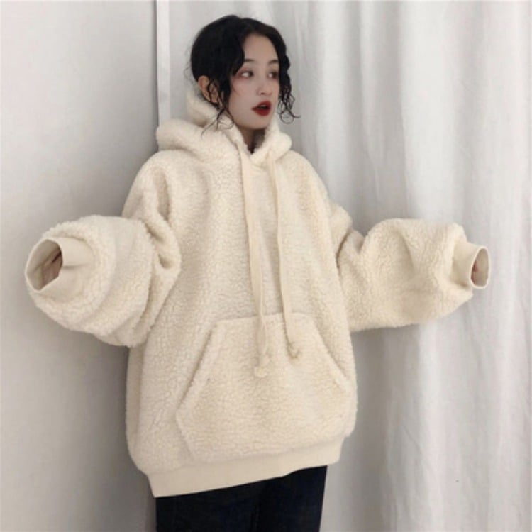 Hooded Plus Fleece Sweater Image 4