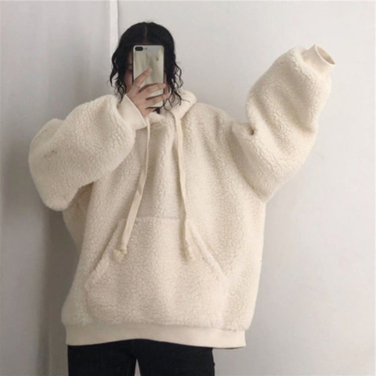 Hooded Plus Fleece Sweater Image 3