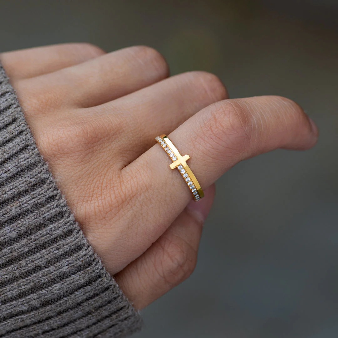 S925 Sterling Silver Cross Ring Image 1
