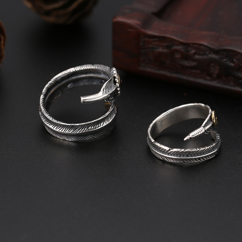 S925 Sterling Silver Ring Indian Feather 3