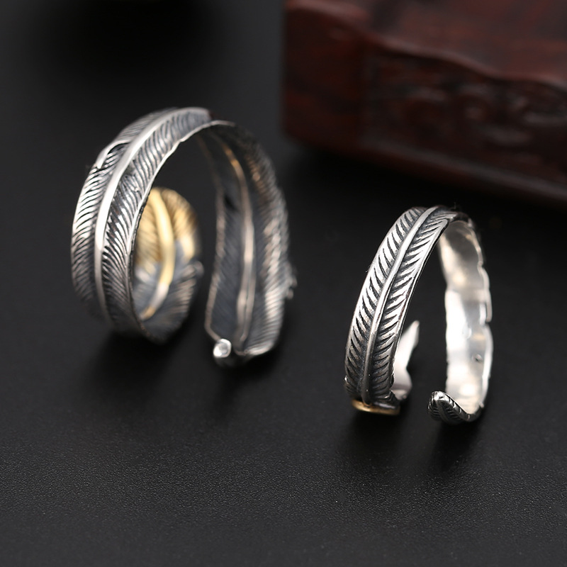 S925 Sterling Silver Ring Indian Feather 2