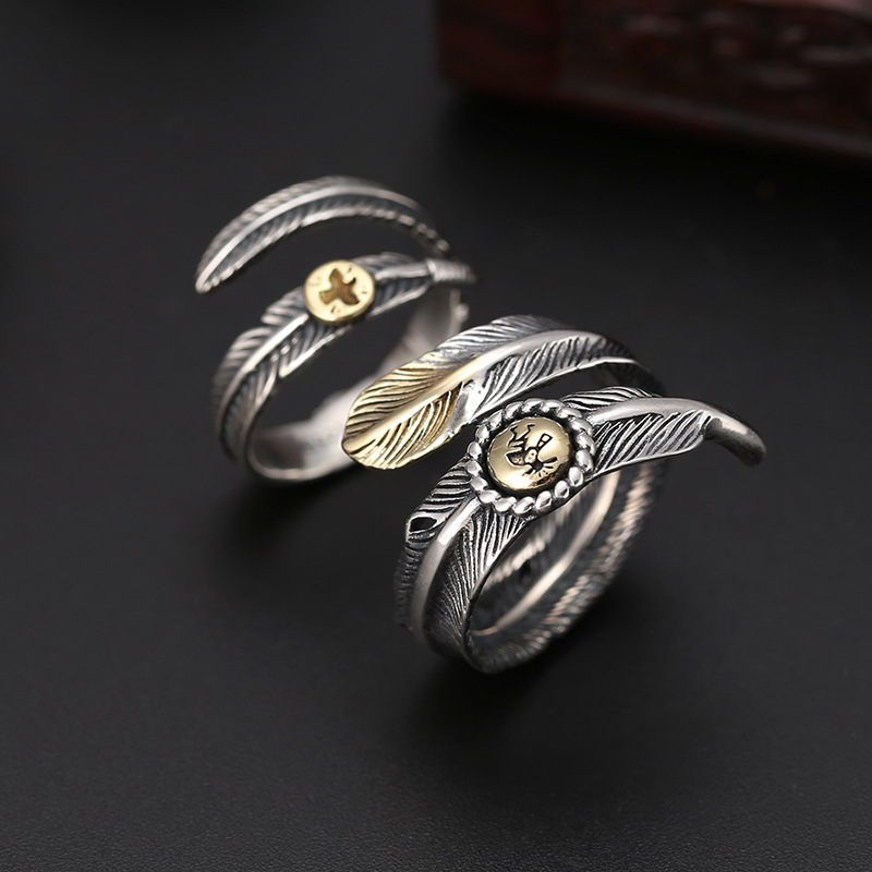 S925 Sterling Silver Ring Indian Feather 4