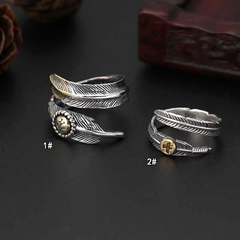 S925 Sterling Silver Ring Indian Feather 1