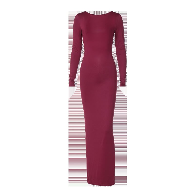 Fashion Sexy Backless Pleated Slim Solid Color Dress Image 21