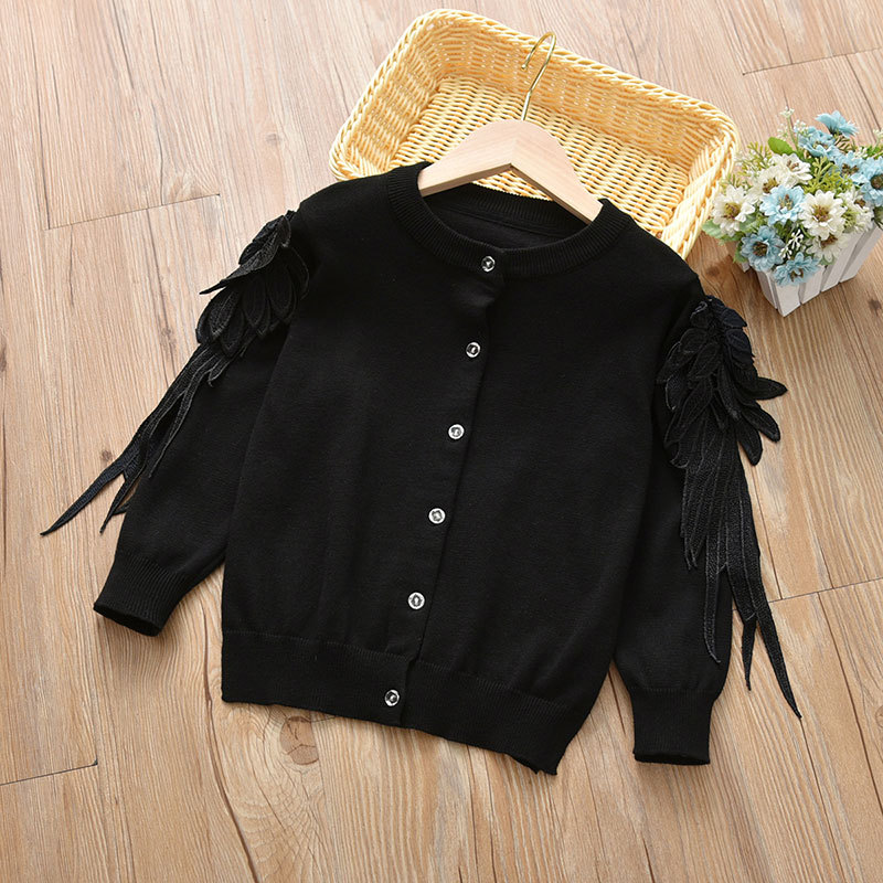 Cardigan feather button-up sweater