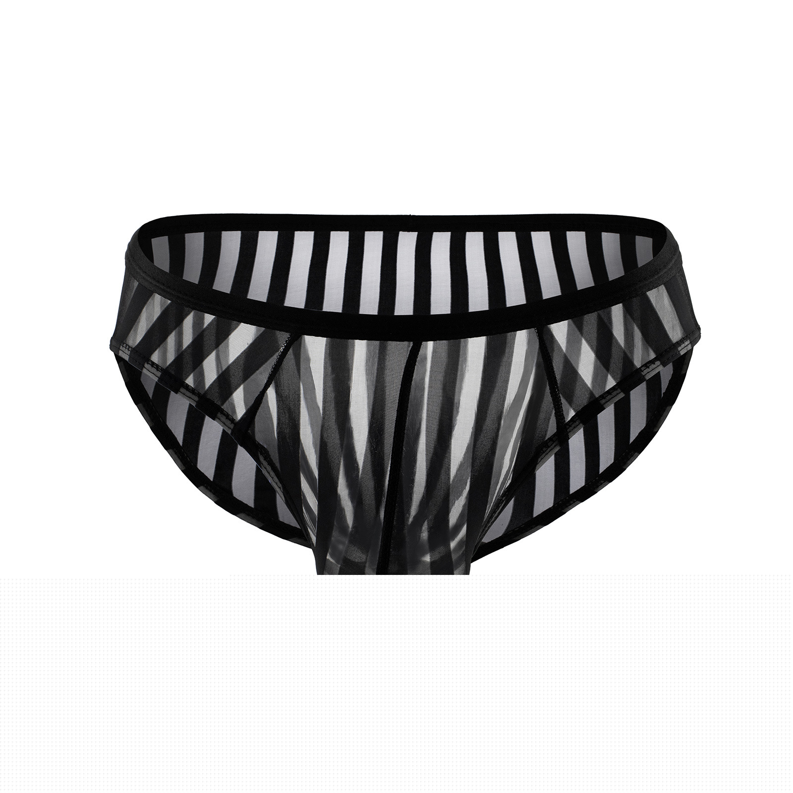 Men's Sexy Stripes Transparent Mesh Briefs