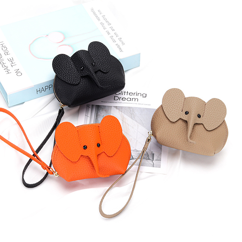 Cute Coin Purse Leather Cartoon Elephant Image 2