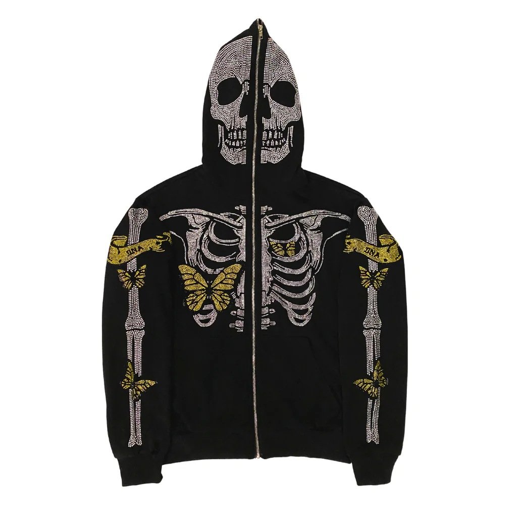 Skull Digital Printed Hooded Sweater Image 2