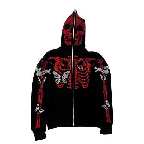 Skull Digital Printed Hooded Sweater Image 3