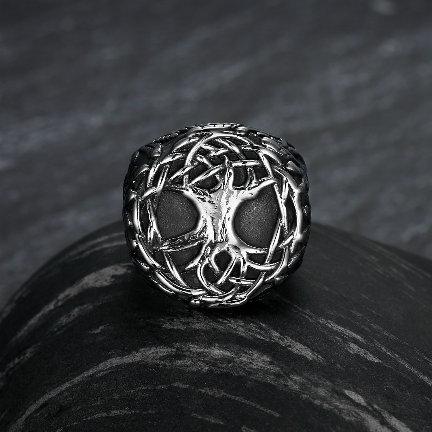 Lucky Tree Titanium Steel Ring Image 4