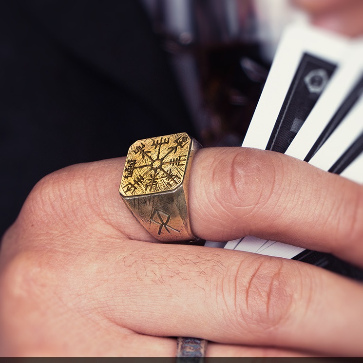 Close-up of the Viking Compass Ring