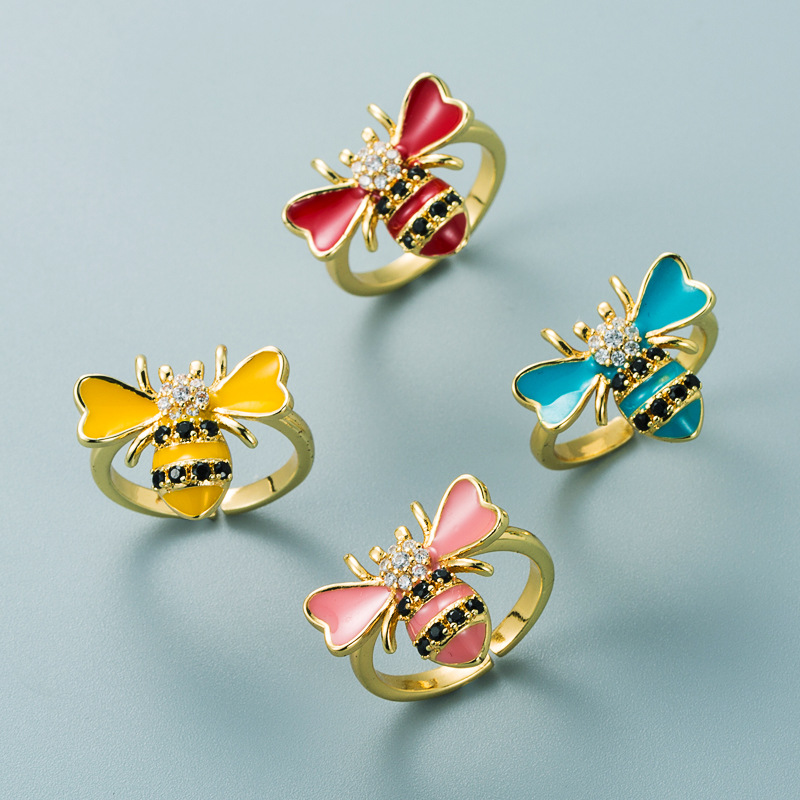 Bee Ring with Zircon