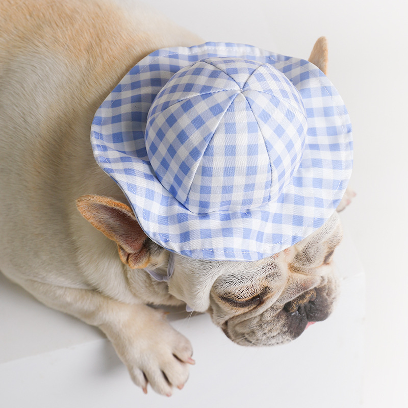 Pet Cute Fashion Plaid Sun Hat Image 6