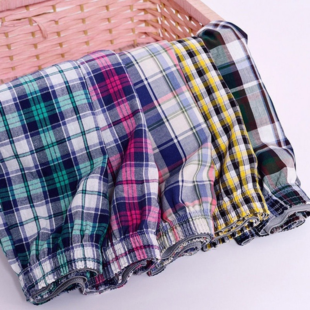 Men's Cotton Plaid Boxer Shorts - Plaid Colour Option 1