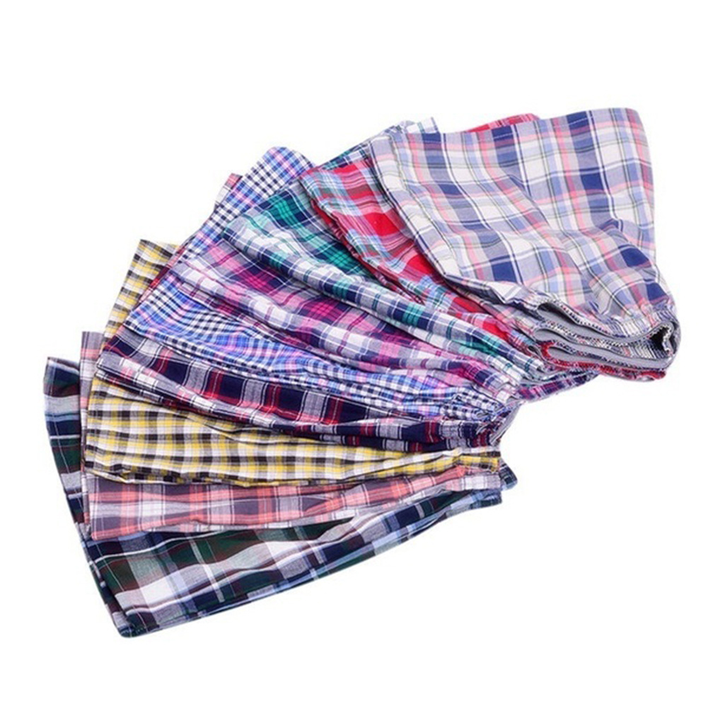 Men's Cotton Plaid Boxer Shorts - Plaid Colour Option 3