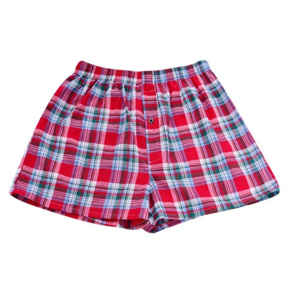 Men's Cotton Plaid Boxer Shorts - Comfortable Loungewear Everyday Wear