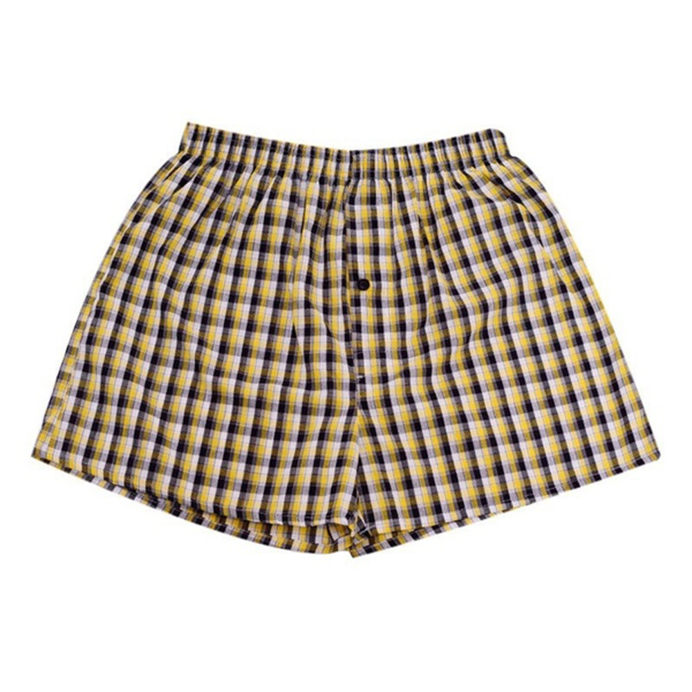 Men's Cotton Plaid Boxer Shorts worn at home - Relaxed Casual Style