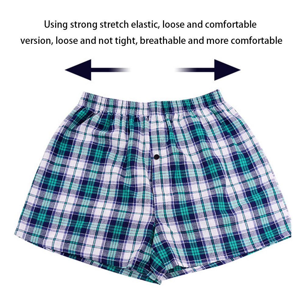 Men's Cotton Plaid Boxer Shorts - Size Chart M L XL 2XL 3XL