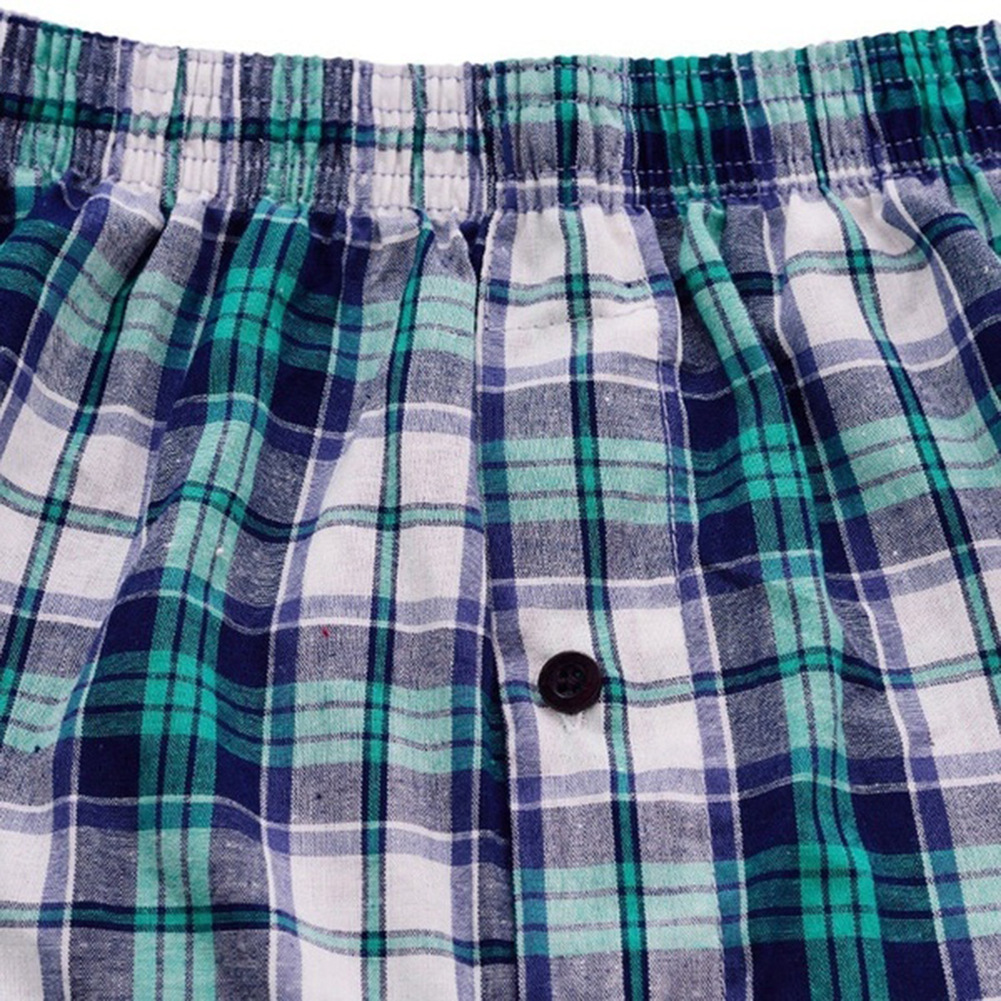 Men's Cotton Plaid Boxer Shorts - Elastic Waistband Construction Detail