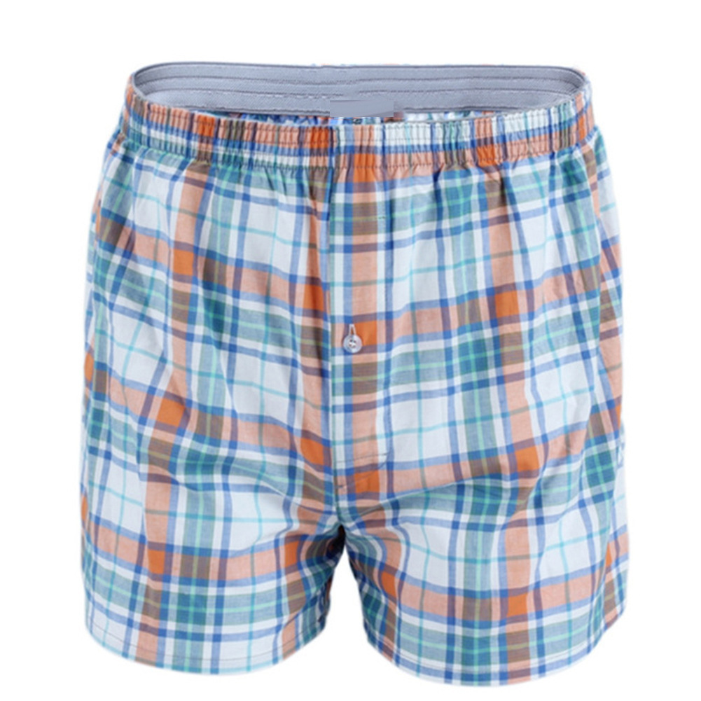 Men's Cotton Plaid Boxer Shorts - Cotton Spandex Blend Fabric Quality Detail