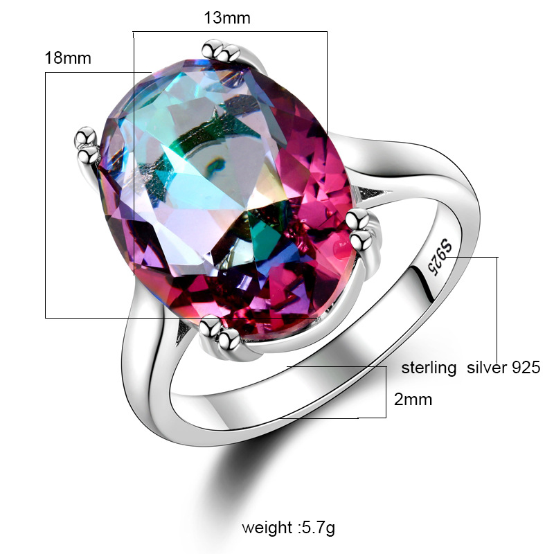 High Fashion Oval Four-claw Artificial Diamond Ring