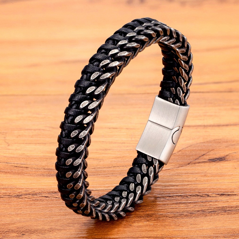 Vintage Leather Woven Men's Bracelet 4