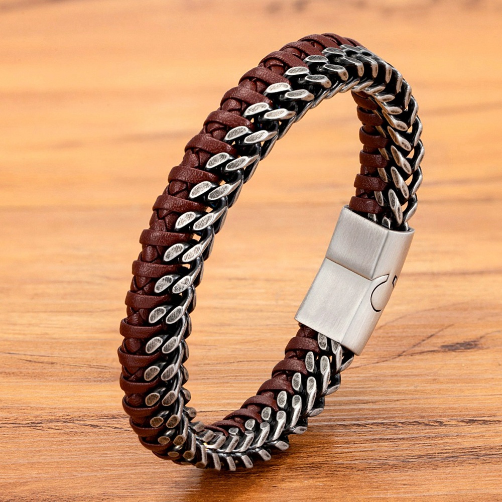 Vintage Leather Woven Men's Bracelet 6