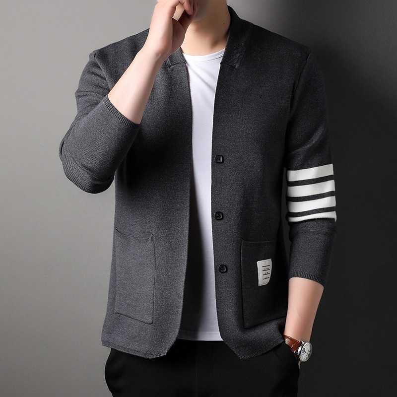 Men's Long-sleeved V-neck Slim-fit Cardigan Coat 6
