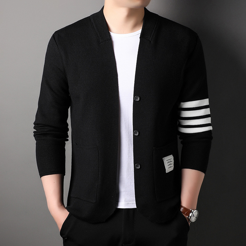 Men's Long-sleeved V-neck Slim-fit Cardigan Coat 3