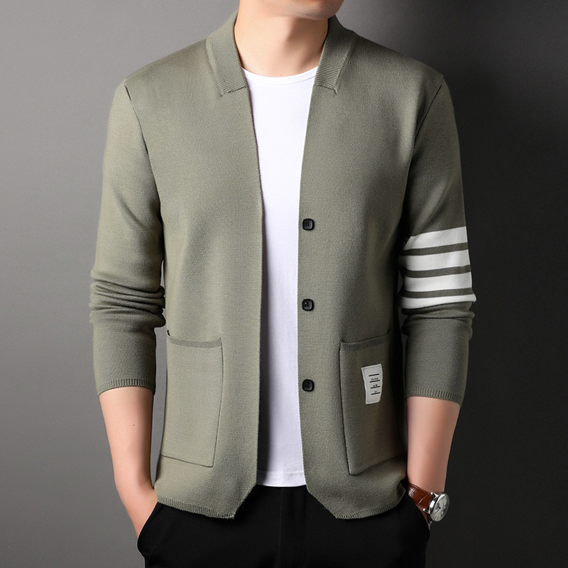 Men's Long-sleeved V-neck Slim-fit Cardigan Coat 4