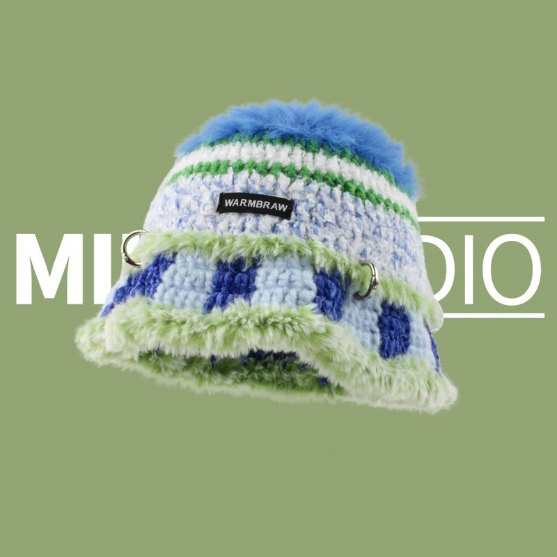 Crochet Woolen Bucket Hat - Red