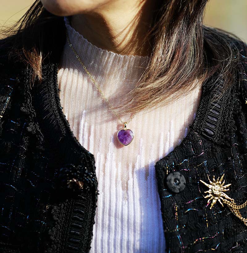 Natural Stone Love Pendant Necklace - Image 1