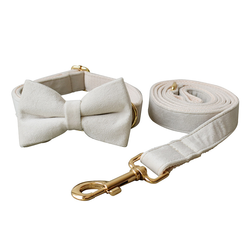 Milky White Velvet Dog Collar Image 5
