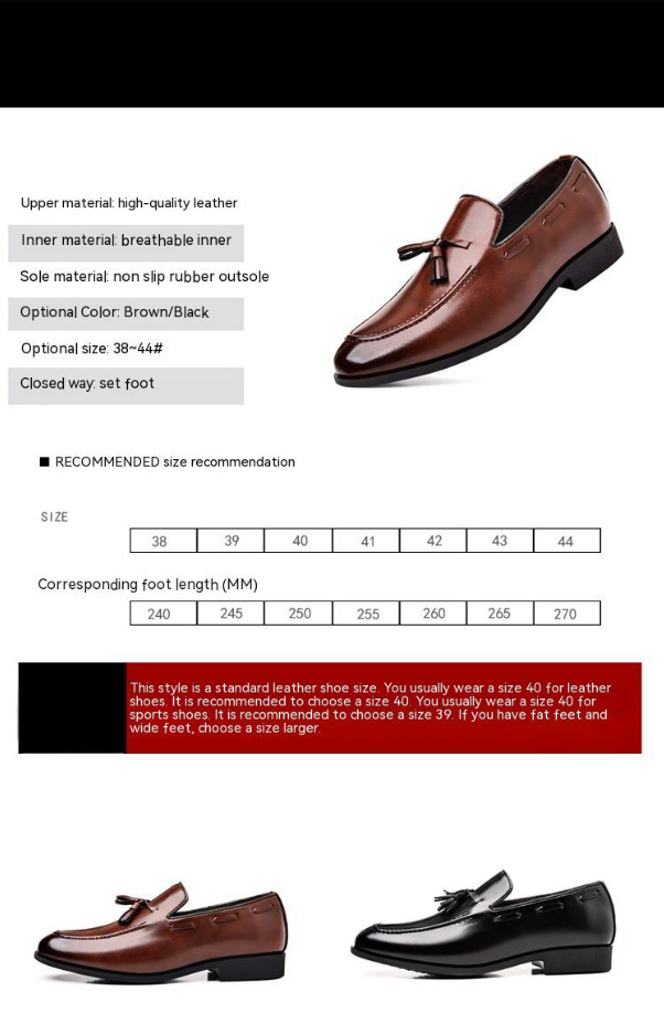 Men's Low Heel Leather Shoes