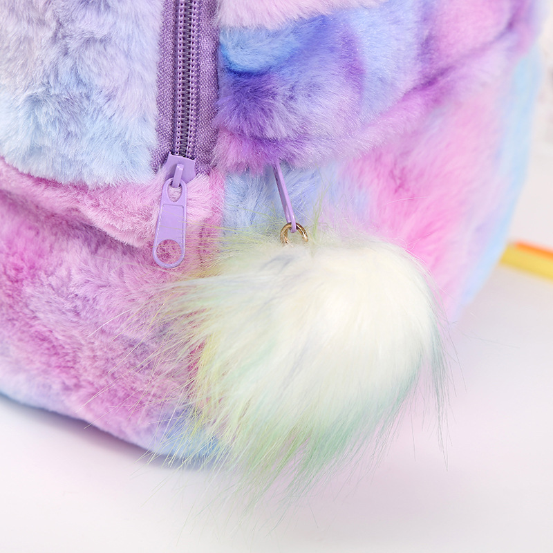 Colorful Rabbit Fur Backpack Image 3