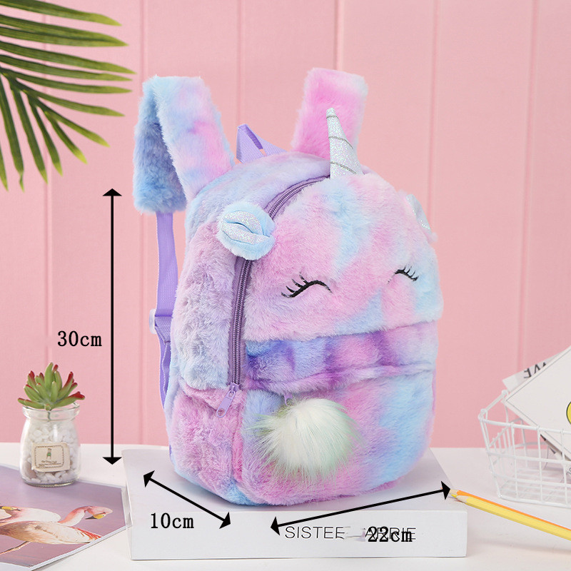 Colorful Rabbit Fur Magic Color Fur Pompon Backpack