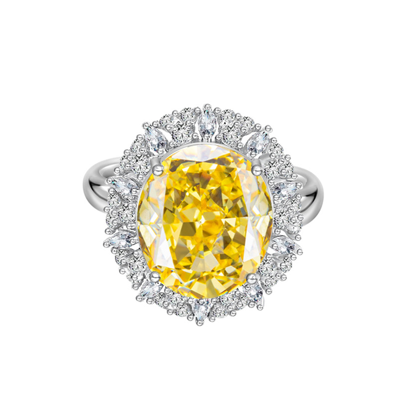 S925 Sterling Silver Diamond Inlaid Wedding Diamond Ring Image 3