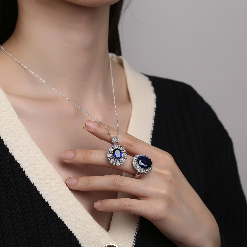 S925 Sterling Silver Diamond Inlaid Wedding Diamond Ring Image 1