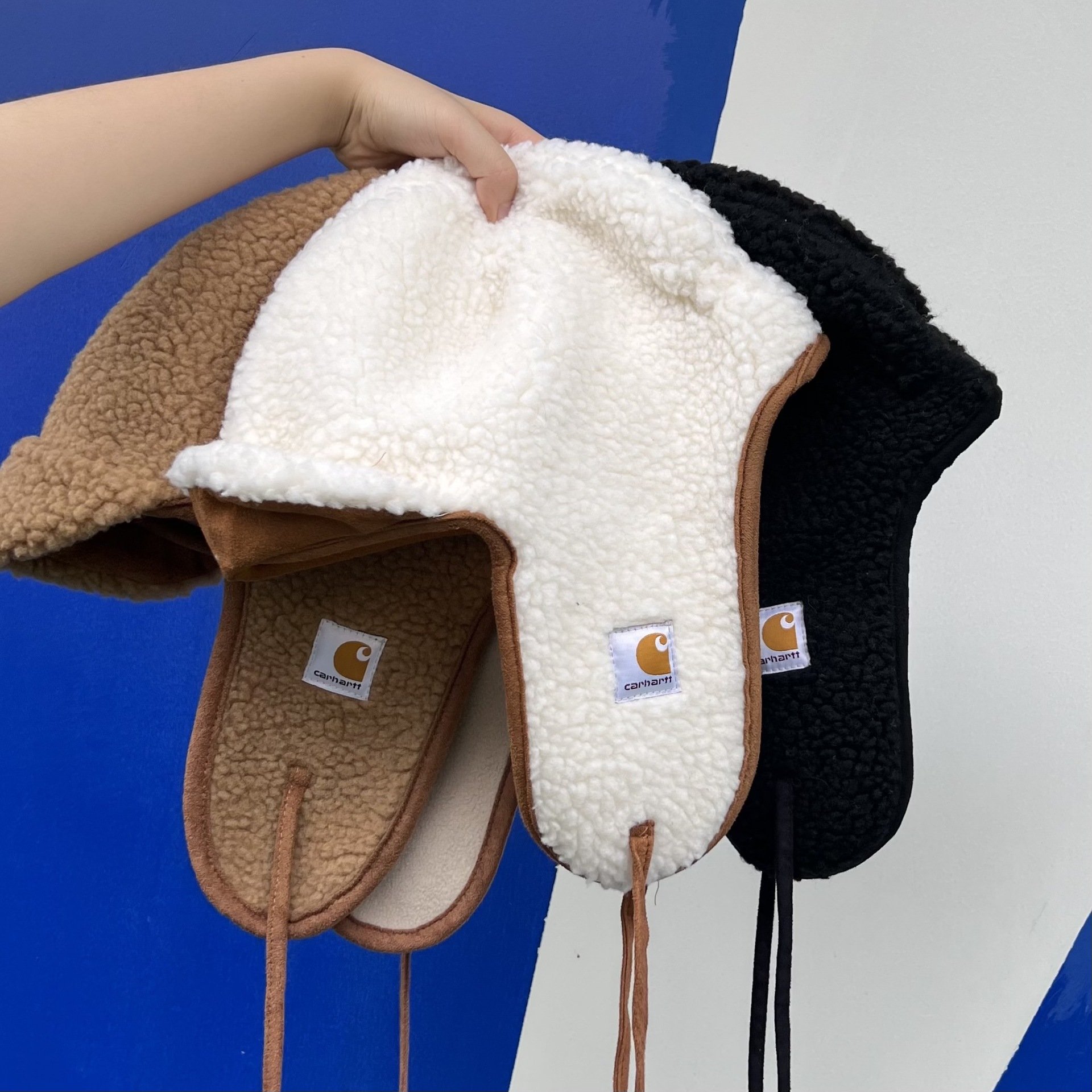 Solid Color Lamb Wool Flying Hat Image 1