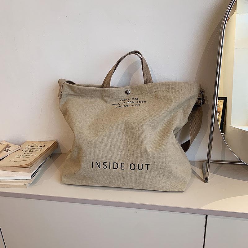 Canvas Letters Tote Bag with accessories