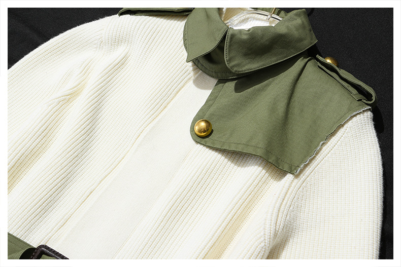 Women's Lace-up Knitted Trench Coat Image 7
