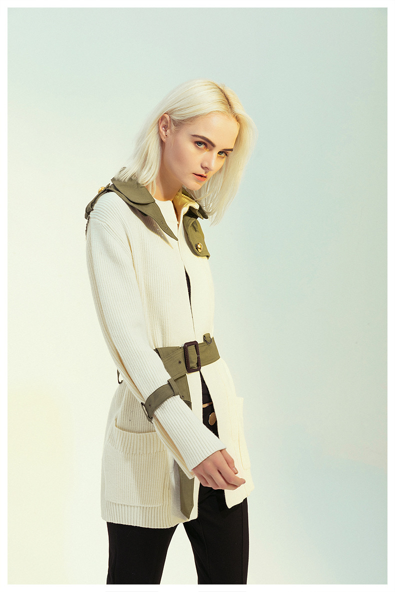 Women's Lace-up Knitted Trench Coat Image 2