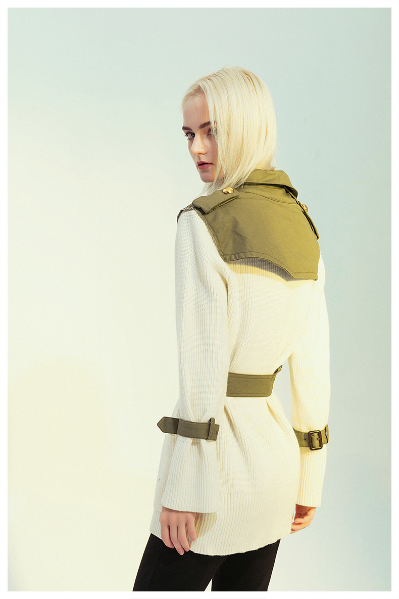 Women's Lace-up Knitted Trench Coat Image 3