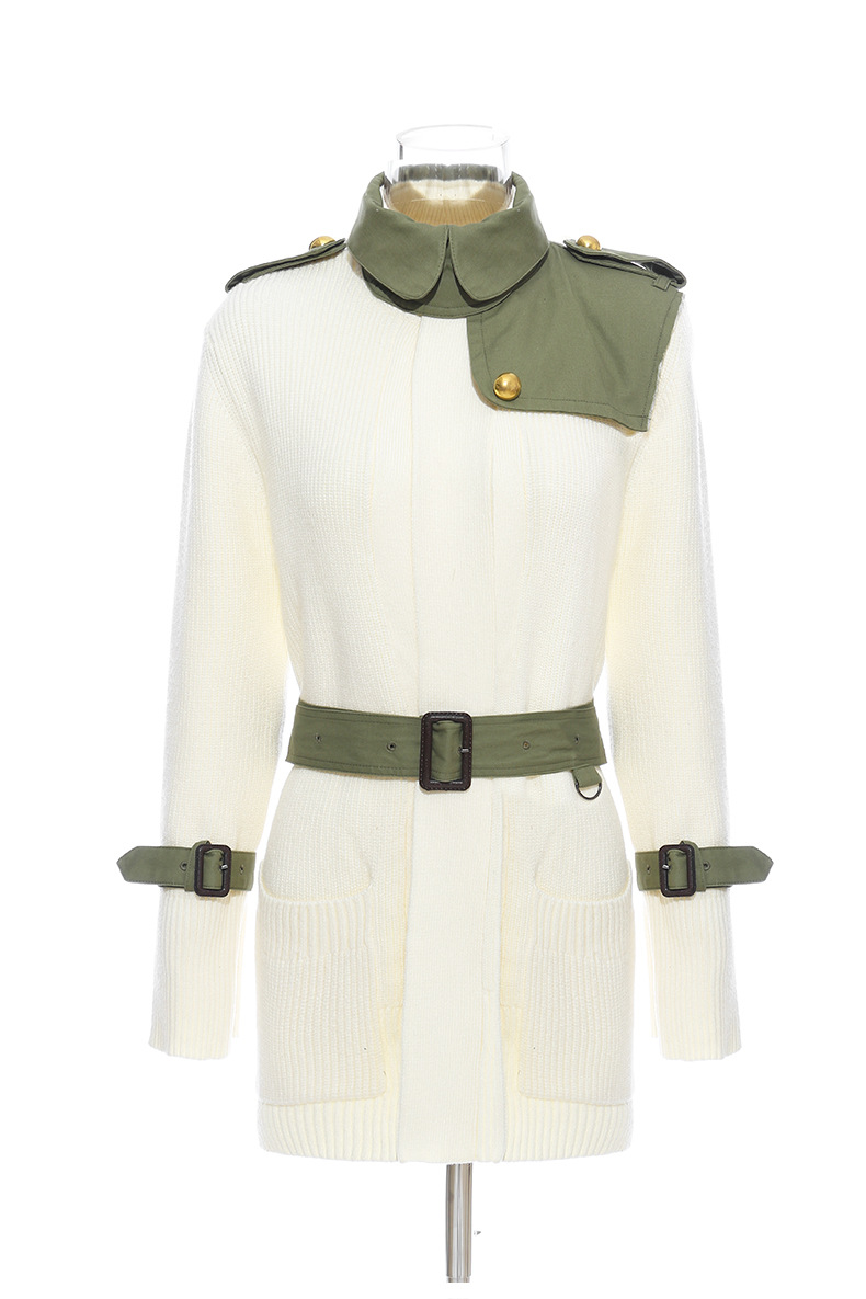 Women's Lace-up Knitted Trench Coat Image 4