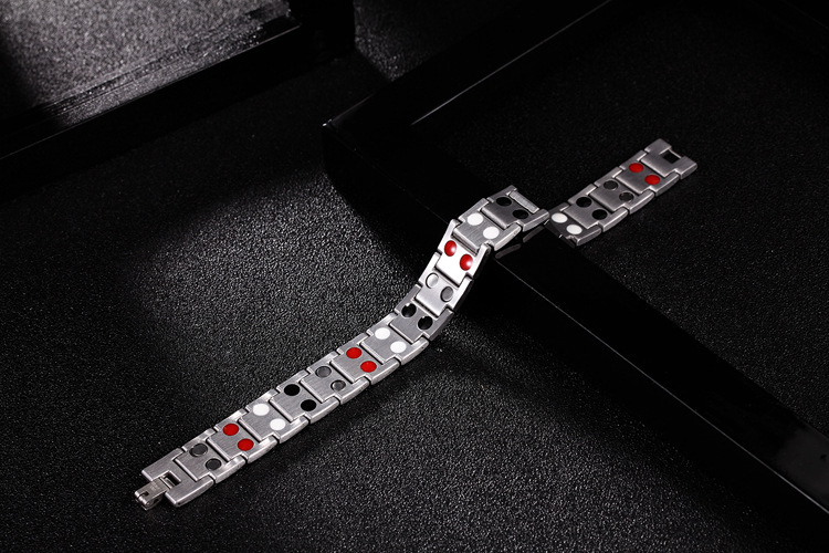 Titanium Steel Gold Double Row Magnet Bracelet