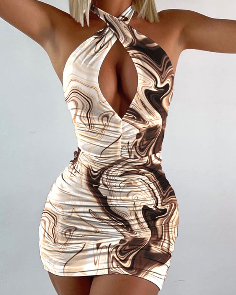 Imagen 4 del Vestido de Cuello Halter Estampado para Mujer